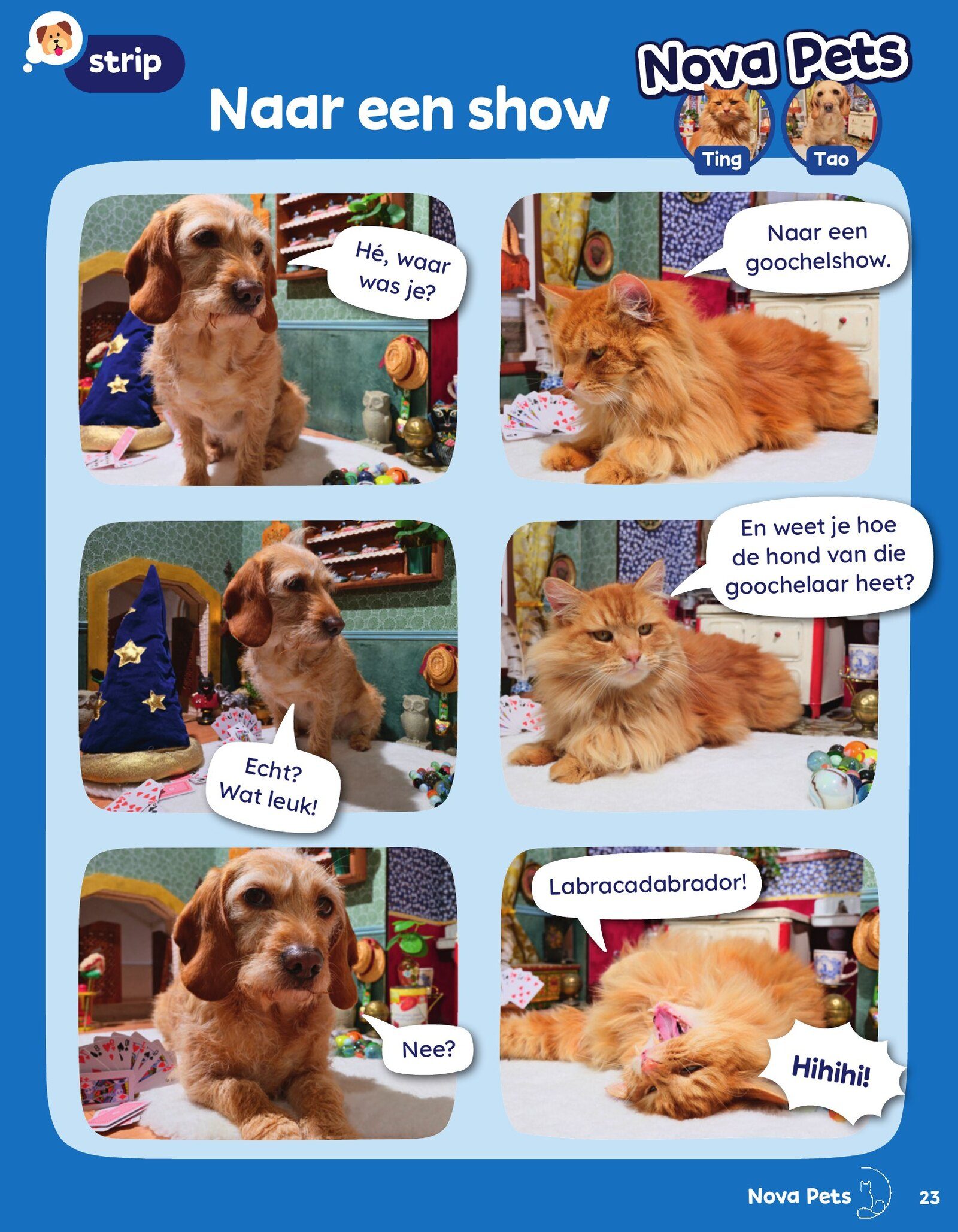 Nova Pets comic 'New language' — Ting and Tao welcome a lamb for tea